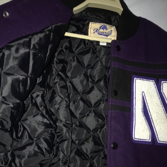 NU Maverick Varsity Jacket | Large | Purple/Black - Picture 5 of 8